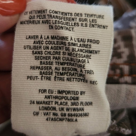 ANTHROPOLOGIE PILCRO SERIF PRINTED CORDUROY PANTS WOMEN'S SIZE 30 - Picture 9 of 9